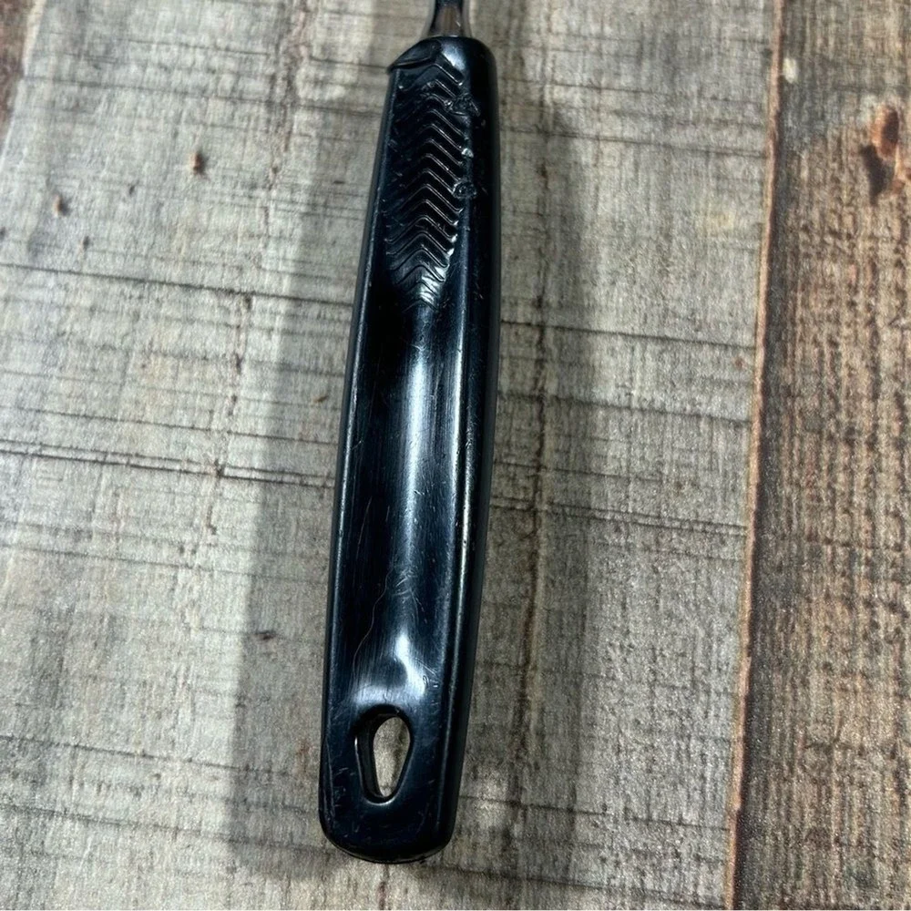 Vintage Foley USA Chrome Slotted Spatula Black Handle Mid Century 11.5